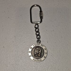 Metal I Love My Maltese Keychain Used